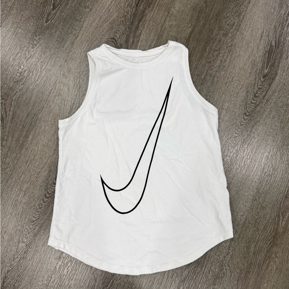 Nike White Tank Top with Black Swoosh